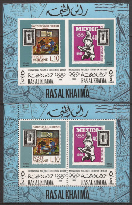 RAS AL KHAIMA SPORT J.O. DE VARA 1968 ( 2 colite dt. + ndt. ) MNH foto