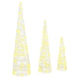 vidaXL Brad de Crăciun cu 90 LED 3 pcs Alb cald 20 x 20 x 80 cm Acril 42019015