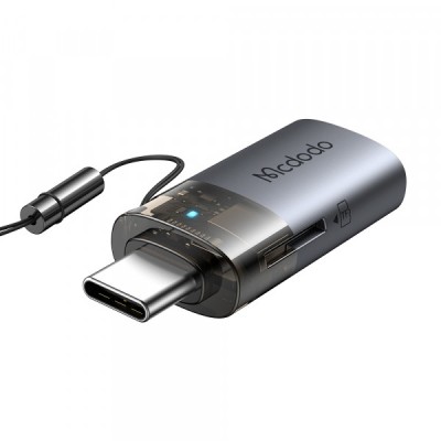 Cititor Card USB-C McDodo OT-7600, USB-A (OTG) - microSD, Negru foto