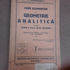 Curs elementar de geometrie analitica pentru clasa a VIII-a, sectia stiintifica - P. Marinescu