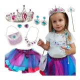 Set printesa cu 9 accesorii, pentru copii 3-4 ani, multicolor