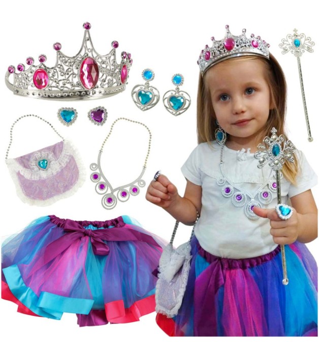 Set printesa cu 9 accesorii, pentru copii 3-4 ani, multicolor
