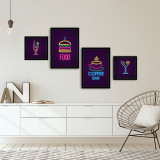 Set 4 tablouri decorative, Alpha Wall, Food &amp;amp; Coffe Bar, 30x30/35x50 cm