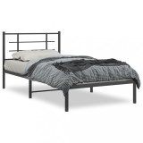 Cumpara ieftin Cadru de pat din metal cu tablie, negru, 107x203 cm