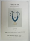 ADER PICARD TAJAN , COLLECTION D ' UN AMATEUR , LIVRES ET PRECIEUX MANUSCRITS MACONNIQUES , 1984