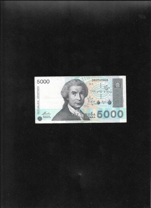 Rar! Croatia 5000 5.000 dinari dinara 1992 seria6252968
