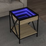 Cumpara ieftin Măsuță de cafea cu LED infinity, stejar sonoma, 40x40x49 cm