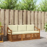 vidaXL Seturi de canapele 3 pcs Natural și Crem Lemn Solid de Acacia 3374305