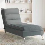 VidaXL Șezlong de masaj cu perne, gri &icirc;nchis, material textil