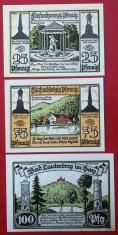 Germania lot 3 notgeld 25 + 75 + 100 pfennig 1921 Lauterberg ** foto