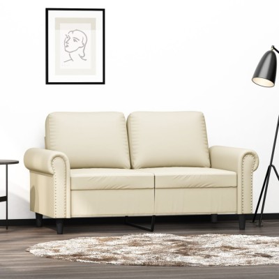 vidaXL Canapea cu 2 locuri, crem, 120 cm, piele ecologică 359500 foto