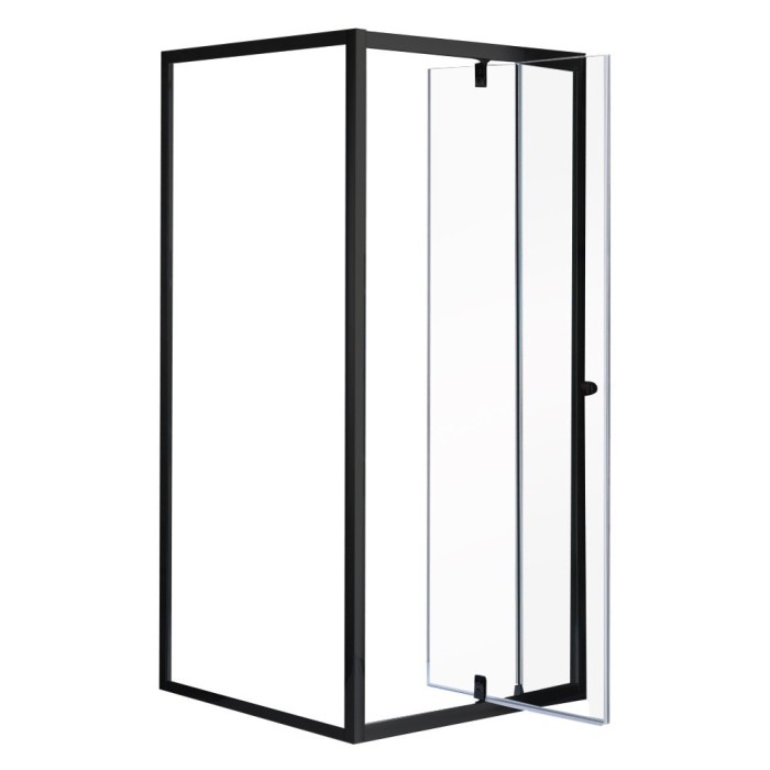Flexi fals&iacute;kra szerelhető sz&ouml;gletes zuhanykabin 80x80 cm zuhanyt&aacute;lca n&eacute;lk&uuml;l fekete