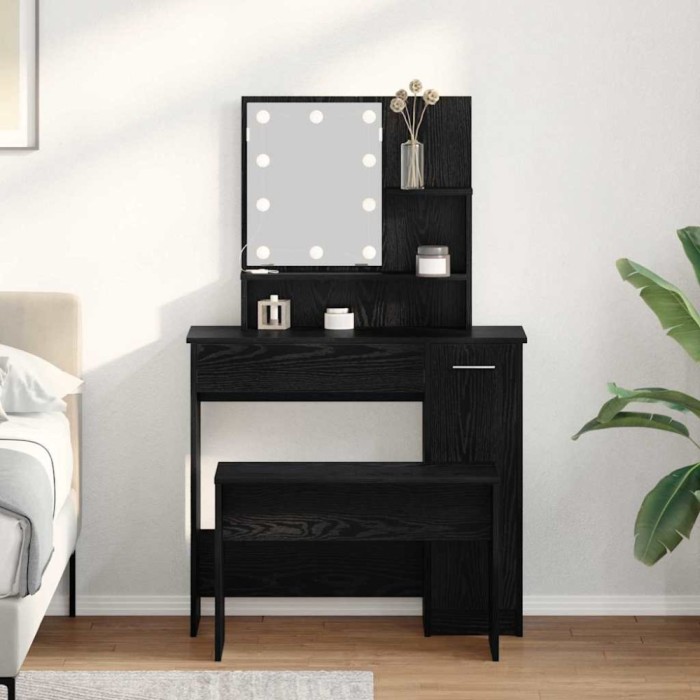 vidaXL Set de Dressing Stejar negru 86.5 x 35 x 136 cm Lemn compozit 3332508