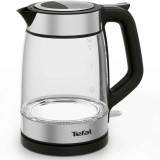 Fierbator Tefal Glass KI605830, 2200W, capacitate 1.7L, gradat, indicator luminos, depozitare cablu, baza rotativa 360&deg;, filtru calcar detasabil, argi