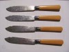 Set 4 Cutite Tort/Prajitura Vechi, Manere Fildes, Inele Argint, Marcaje EP/R&amp;D, 20.5cm, Antichitati