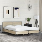 VidaXL Cadru de pat, stejar sonoma, 140x190cm, lemn prelucrat și metal