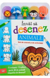 Invat sa desenez: Animale. Set de colorat si de activitati