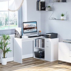 HOMCOM birou unghiular cu doua forme, 117x82x74 cm, alb foto