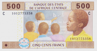 Bancnota Statele Africii Centrale ( Chad ) 500 Franci 2002 - P606Ce UNC foto