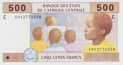 Bancnota Statele Africii Centrale ( Chad ) 500 Franci 2002 - P606Ce UNC foto