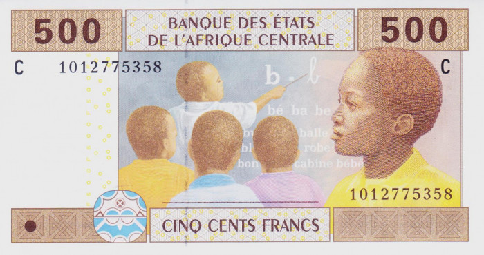 Bancnota Statele Africii Centrale ( Chad ) 500 Franci 2002 - P606Ce UNC