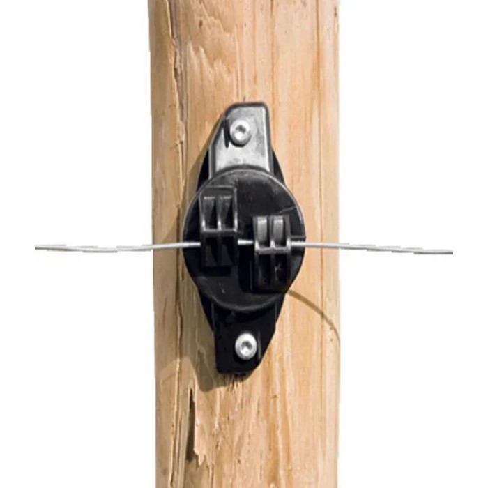 Izolatori gard electric W, fixare 2 puncte pentru stalpi din lemn, metal, beton