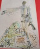 Desen artist Aurel Acasandrei ,OMUL, Nonfigurativ, Cerneala, Realism