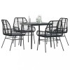 VidaXL Set de sufragerie de grădină 5 piese neagră Sticlă Poly Rattan 3334451