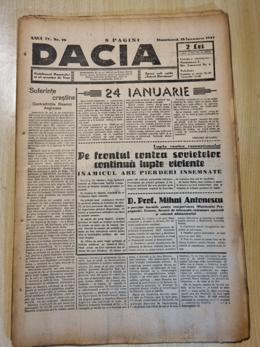 Dacia 25 ianuarie 1942-primul regiment de negri,mica unire,stiri de pe front