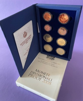 SAN MARINO 2008 - Set Euro monetarie - PROOF - cutie / certificat foto