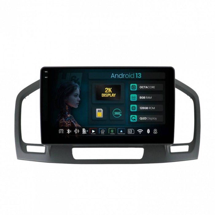 Navigatie 2K Opel Insignia (2008-2013) 8GB RAM Android 13 Octacore Slot Sim 4G DSP GPS Wi-FI Carplay Android Auto USB Bluetooth Waze Touchscreen 9.5 I