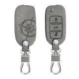 Husa Cheie Auto pentru VW / Skoda / Seat - 3 Butoane, Piele nabuc, Gri, 48571.01, Kwmobile
