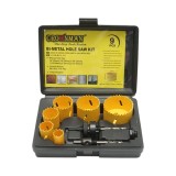 Set carote circulare Bi-Metal 22-64mm pentru lemn, rigips, PVC 9 piese Crownman