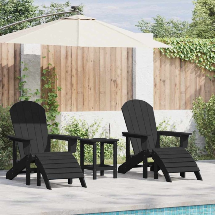 vidaXL Mobilier de lounge pentru grădină 3 pcs Negru 38 x 38 x 46cm 3335848