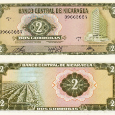 NICARAGUA 2 cordobas 1972 UNC!!!