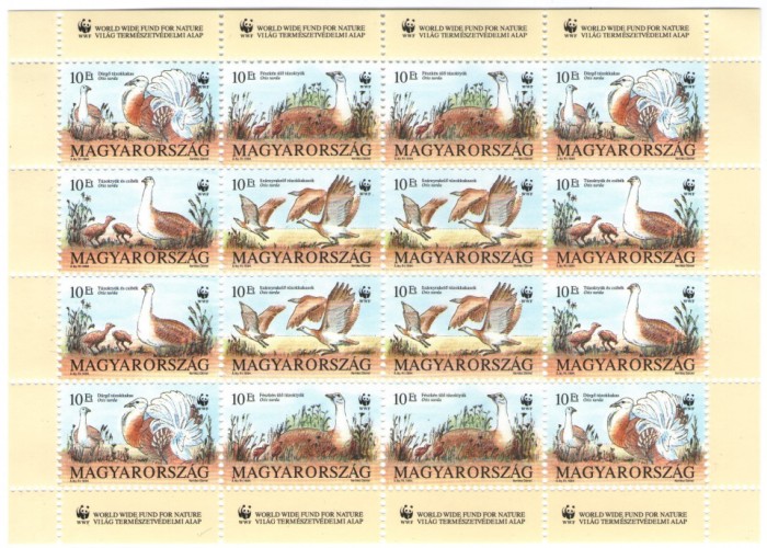 Ungaria 1994 - pasari wwf, bloc neuzat cu 4 serii