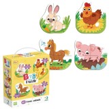 Puzzle 4 in 1 - Ferma vesela ( 2, 3, 4 piese)