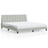 Cumpara ieftin Cadru de pat fara saltea, Hanko, gri deschis, 180x200 cm, catifea