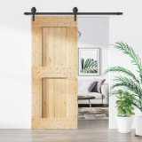 Cumpara ieftin Usa glisanta Natural si Negru 85 x 210 cm Lemn de Pin Solid