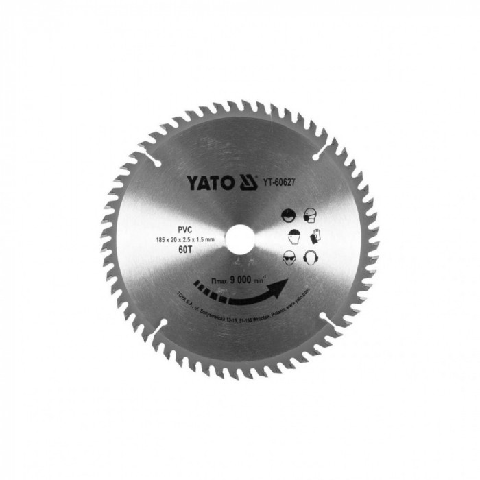Disc circular aluminiu 185 x 2.5 x 20 mm Yato YT-60627