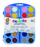 Acuarele Lavabile, 24 Culori/cutie + 2 Pensule, Carioca Aquarell