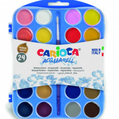 Acuarele Lavabile, 24 Culori/cutie + 2 Pensule, Carioca Aquarell