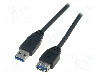 Cablu USB A mufa, USB A soclu, USB 3.0, lungime 3m, negru, ASSMANN - AK-300203-030-S