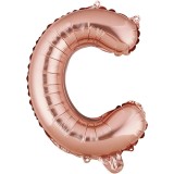 Balon folie metalizata litera c, flippy, 40 cm, umflati cu heliu sau aer, ambalaj individual, pai inclus, rose gold