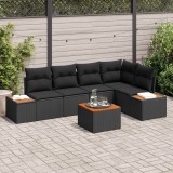vidaXL Set de canapele pentru grădină cu pernă 6 pcs Negru Rattan poli 3356758