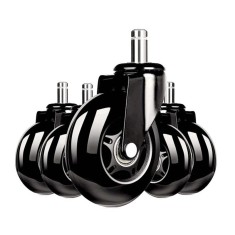 Set 5 roti universale din silicon, pentru scaune de birou/gaming, diametru 3 inch, negre