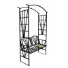 Arcada metalica, pergola, pentru gradina, cu banca, 114x45x208 cm