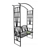 Arcada metalica, pergola, pentru gradina, cu banca, 114x45x208 cm