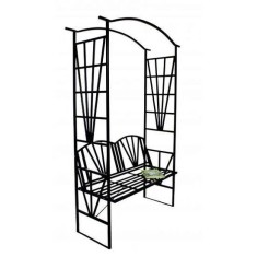 Arcada metalica, pergola, pentru gradina, cu banca, 114x45x208 cm