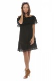 Rochie scurta neagra din panza topita Alba